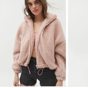 UO Willow Fuzzy Drawstring Teddy Jacket